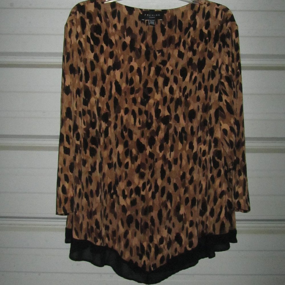 3X Plus Size Beautiful Animal Print Dressy work blouse top shirt womens